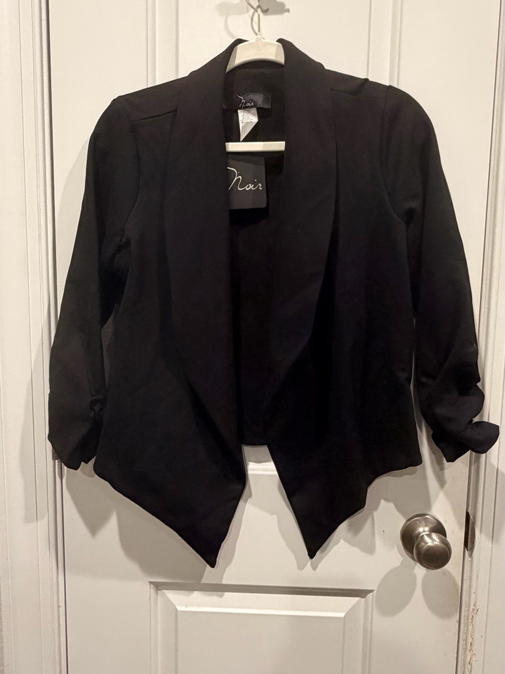 noir Black Draped Open-Front Blazer